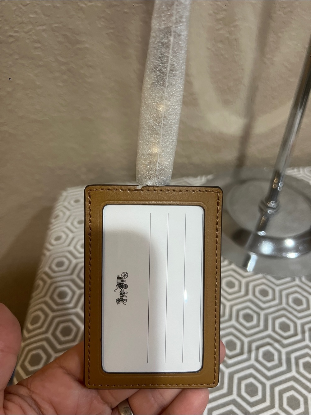 Coach White Card Holder with Green Lemon Print and Tan Strap - Picture 4 of 7